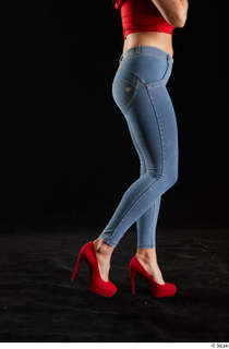 Daisy Lee 1 blue jeans calf dressed flexing red high…